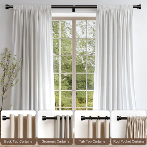 Lootkell telescoping adjustable curtain rod adapts to widths