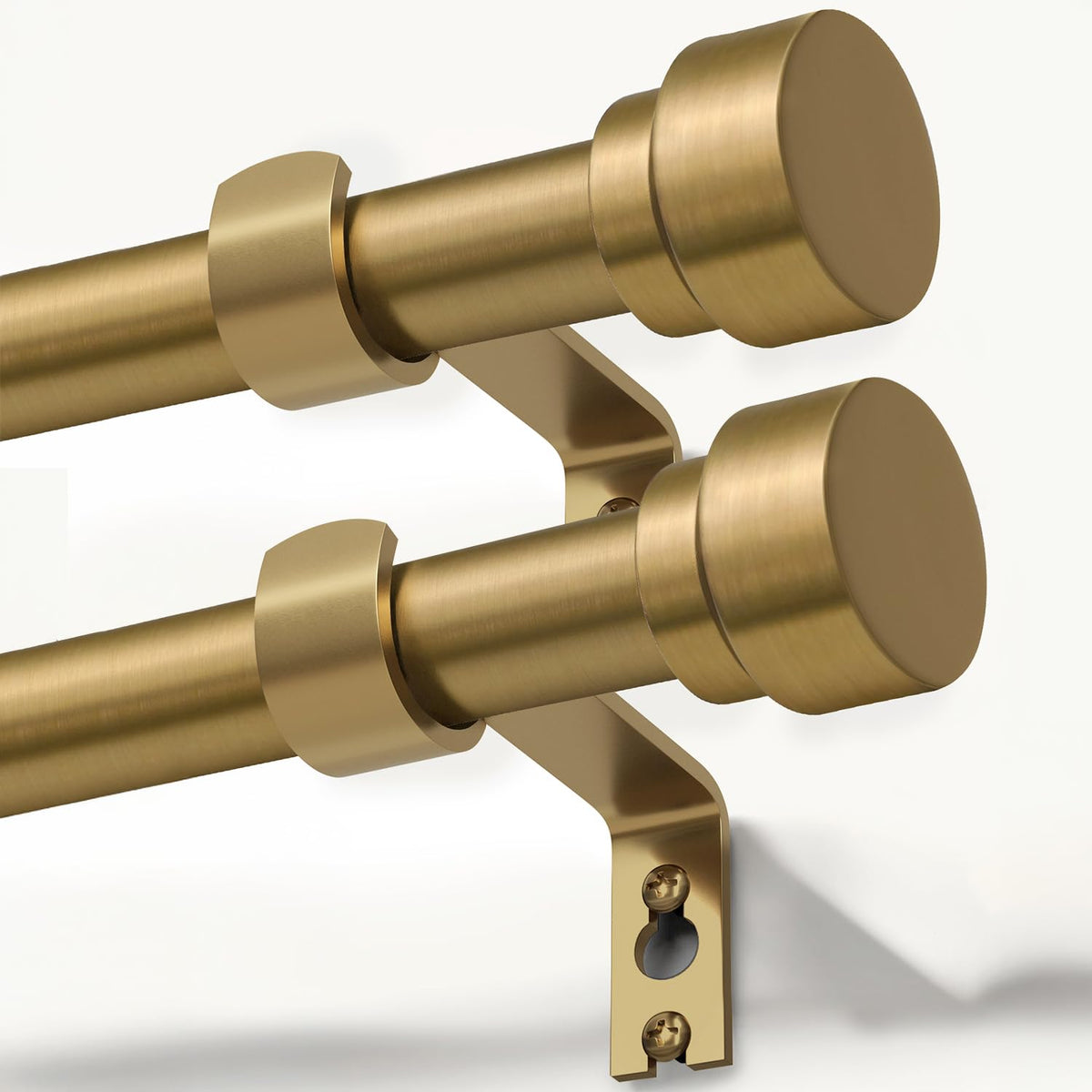 Lootkell warm gold 2-pack curtain rods for adjustable 28-48 inch windows.