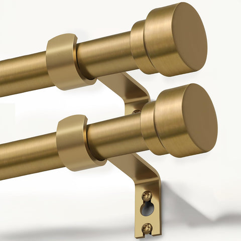 Lootkell warm gold 2-pack curtain rods for adjustable 28-48 inch windows.