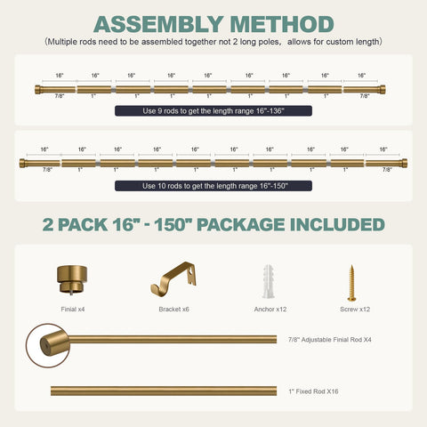 Lootkell easy-installation curtain rod for quick setup