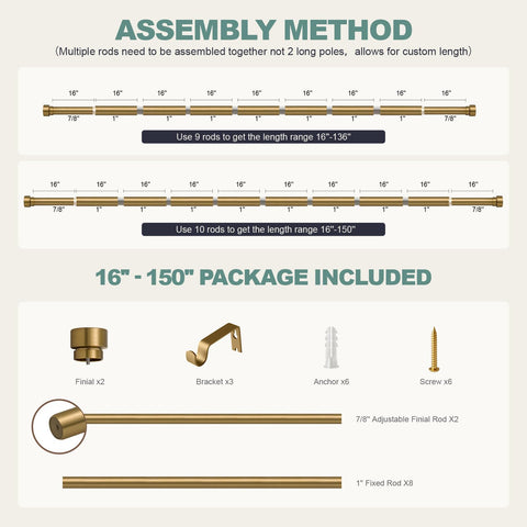 Lootkell Warm Gold Curtain Rod enhances living room decor with timeless glow.
