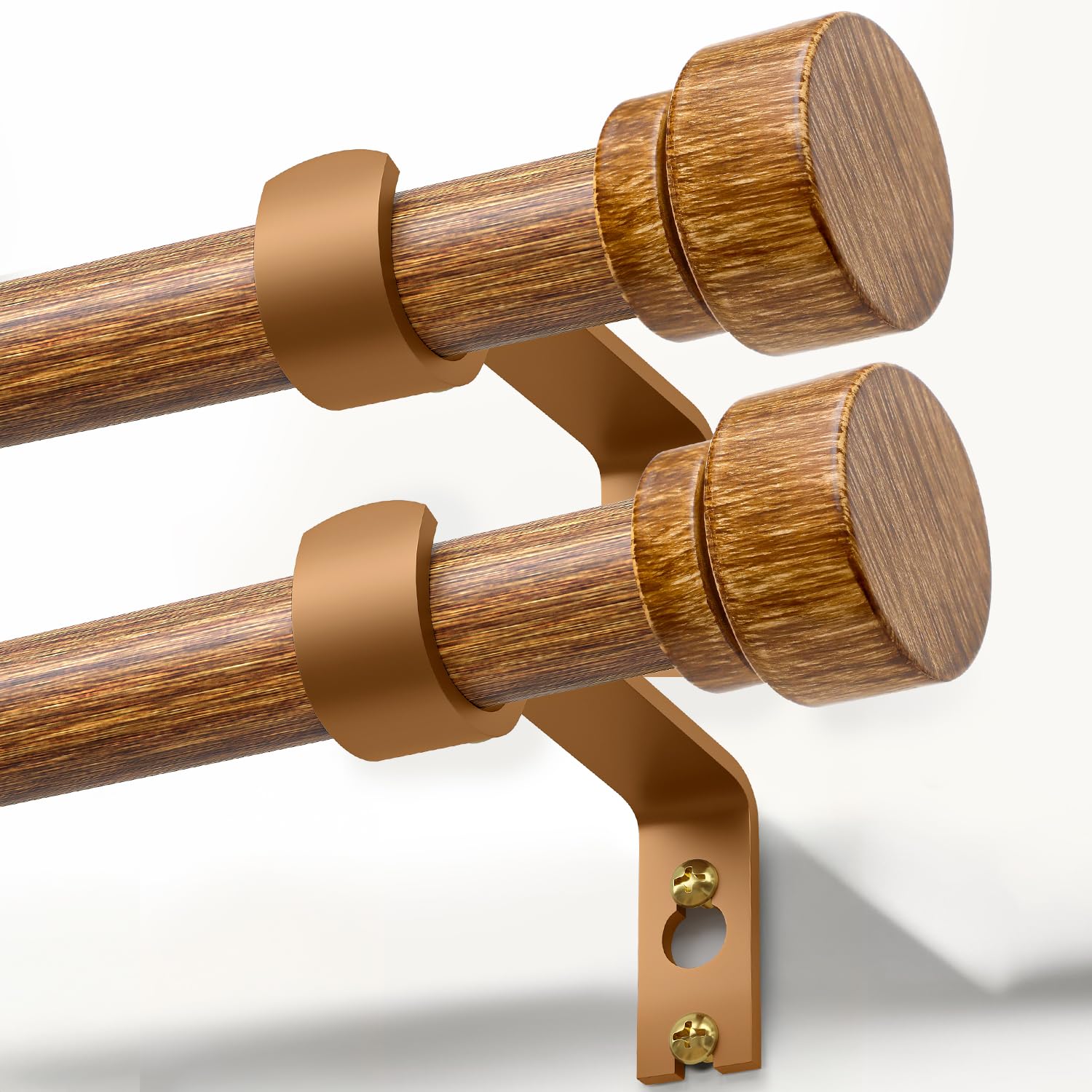 Lootkell wood curtain rod with 66-120 inch span enhances window style.