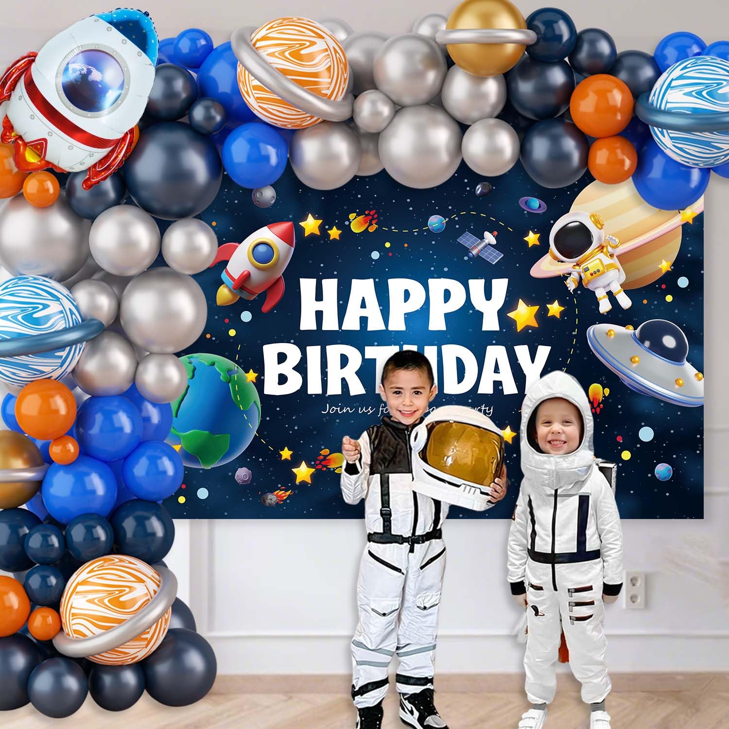 Lopeastar birthday banner elevates decor with bold space messaging