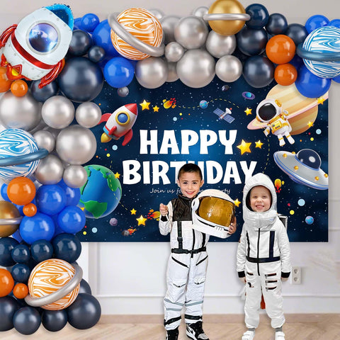 Lopeastar birthday banner elevates decor with bold space messaging