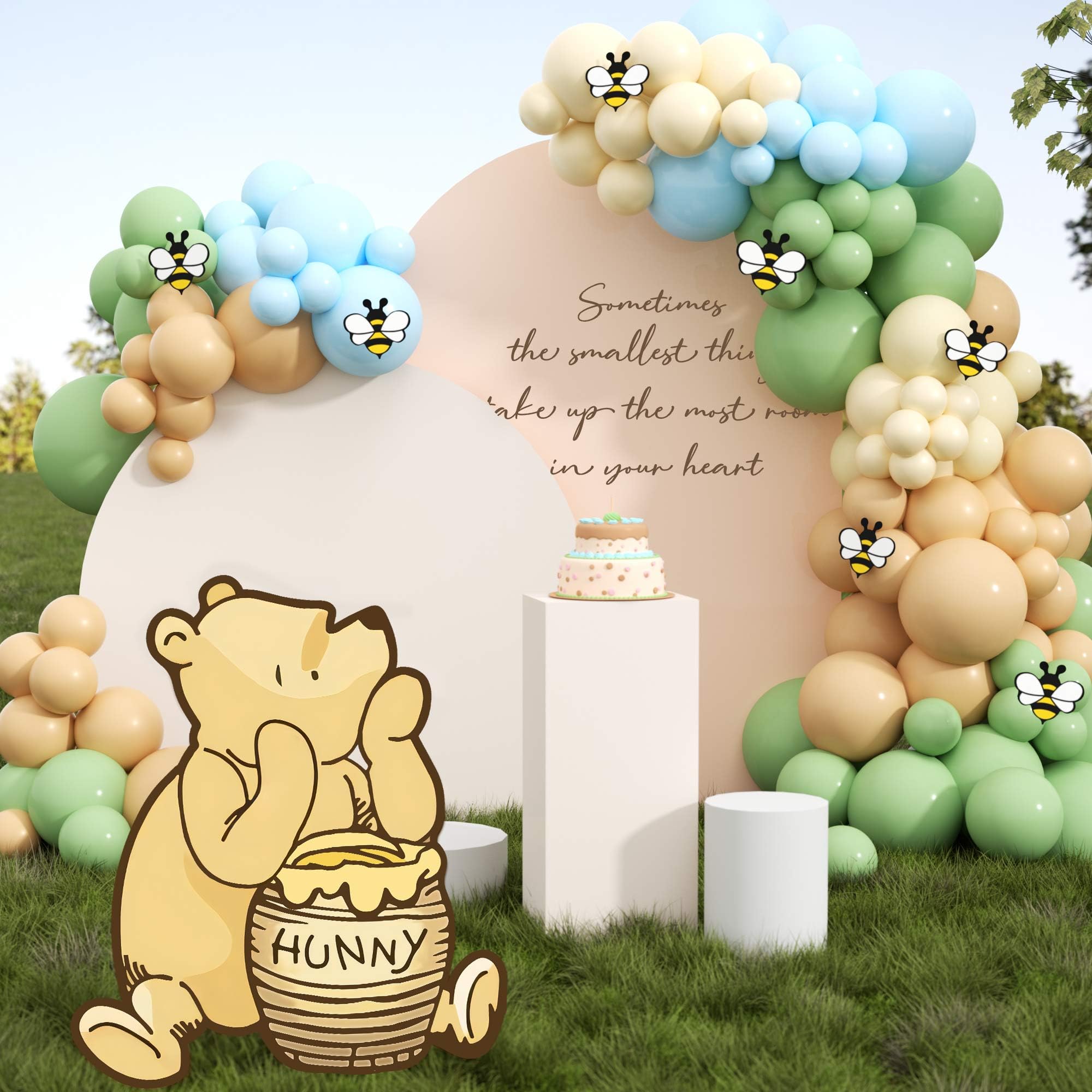 Lopeastar Winnie cutout bear stand elevates photos at baby showers