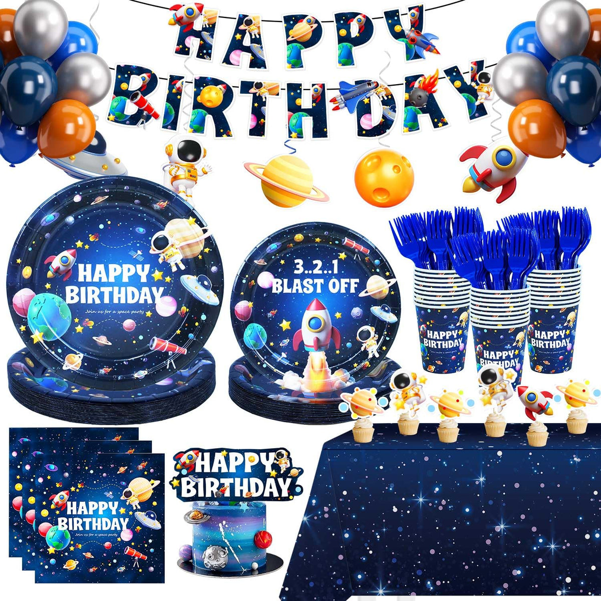 Lopeastar space party kit dessert plates for cohesive table setup and quick cleanup