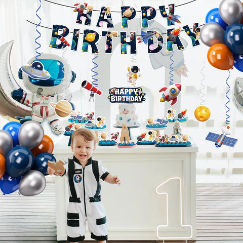 Lopeastar space party kit tablecloth protects surfaces while tying the theme