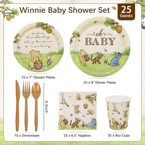 Lopeastar vintage Winnie design tableware coordinates with banners and backdrops