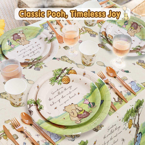 Lopeastar Winnie Bear cake plates display honeyed accents for a nostalgic party vibe