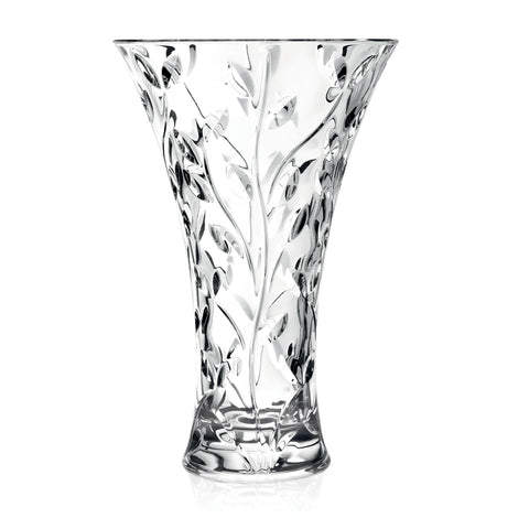Lorren Crystal Laurus Vase 11-inch highlights elegant cut crystal for grand bouquets