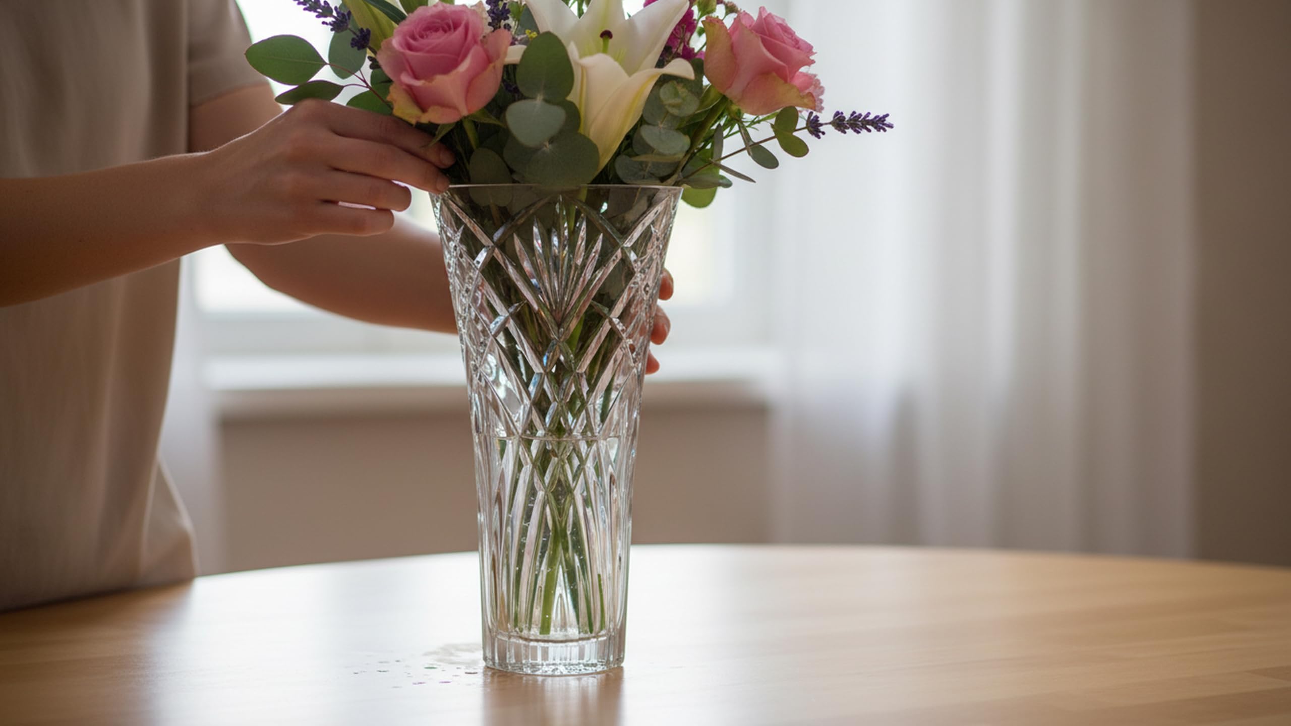 Lorren Home Trends Melodia vase in use creates stylish centerpiece displays.