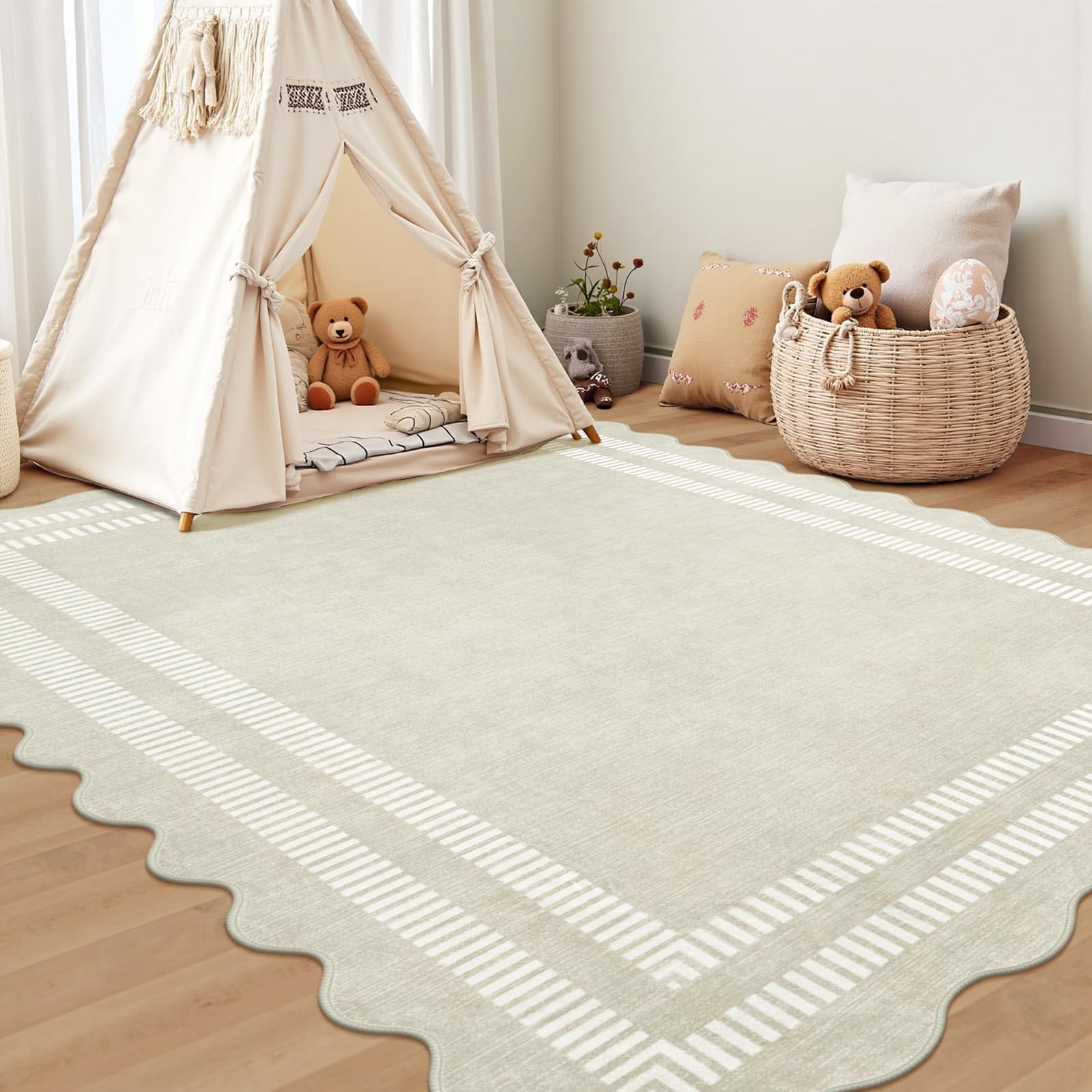 LORWER washable rug makes spills easy to clean for busy homes.