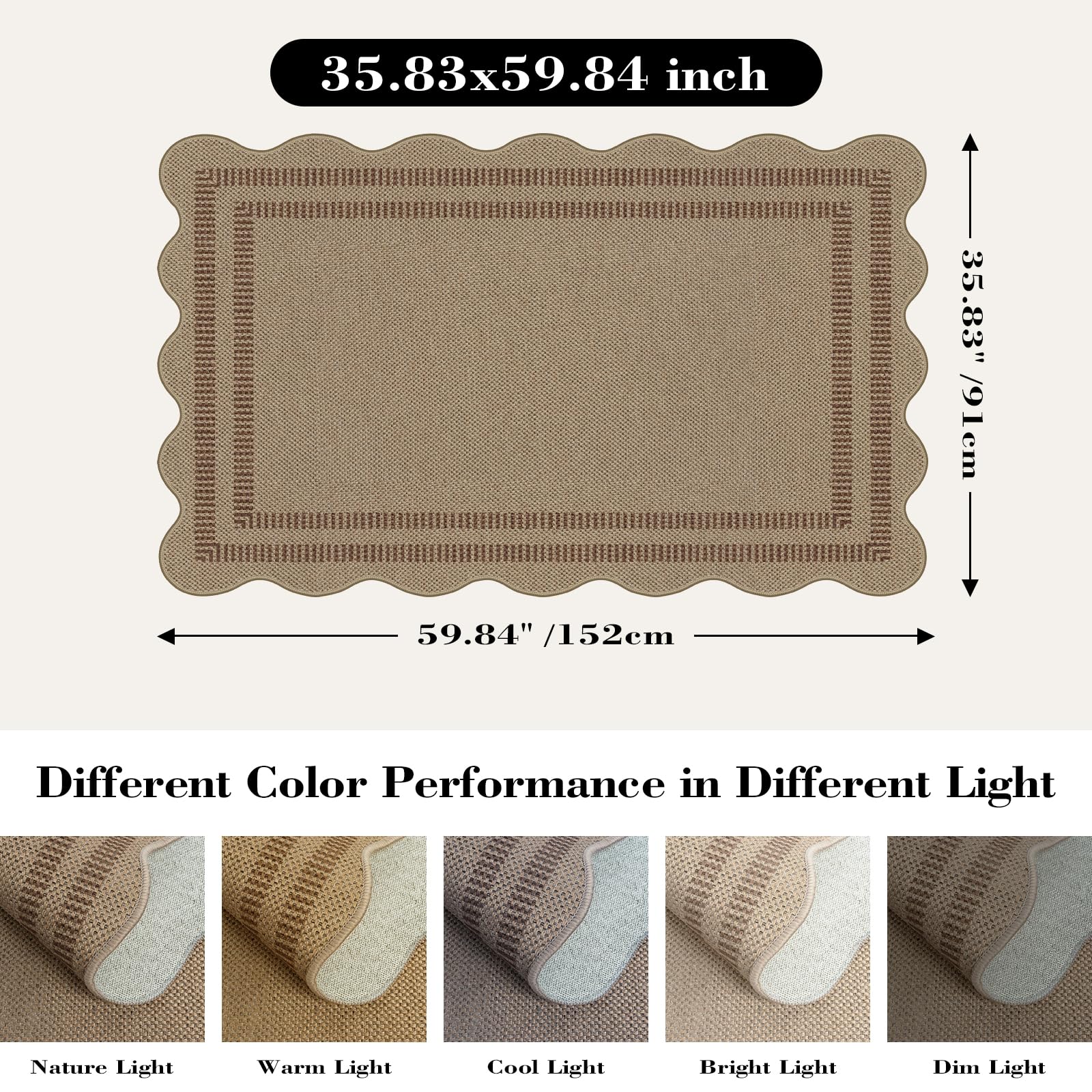 LORWER brown-toned rug adds warm farmhouse charm to any room.