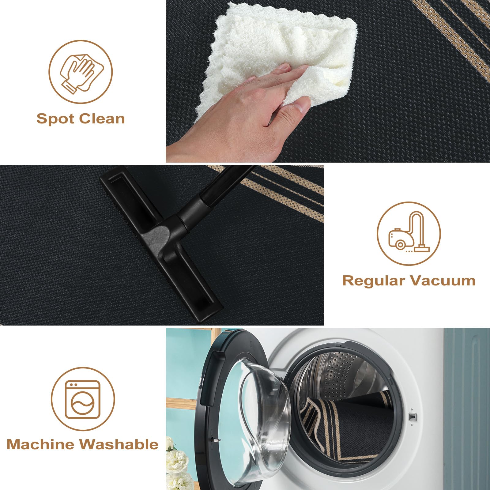 LORWER easy-clean rug cleans with a damp cloth or light vacuum.