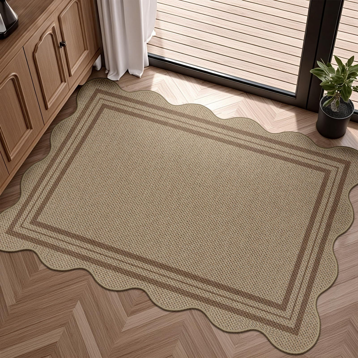 LORWER Easy Jute Outdoor Mat front door demonstrating durable, washable design for busy entryways.