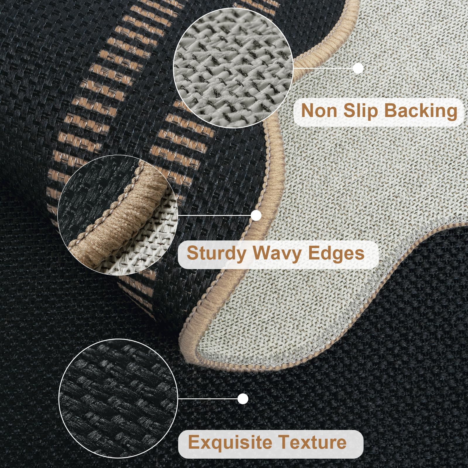 LORWER Easy Jute Outdoor Mat showing non-slip back on dry indoor surface