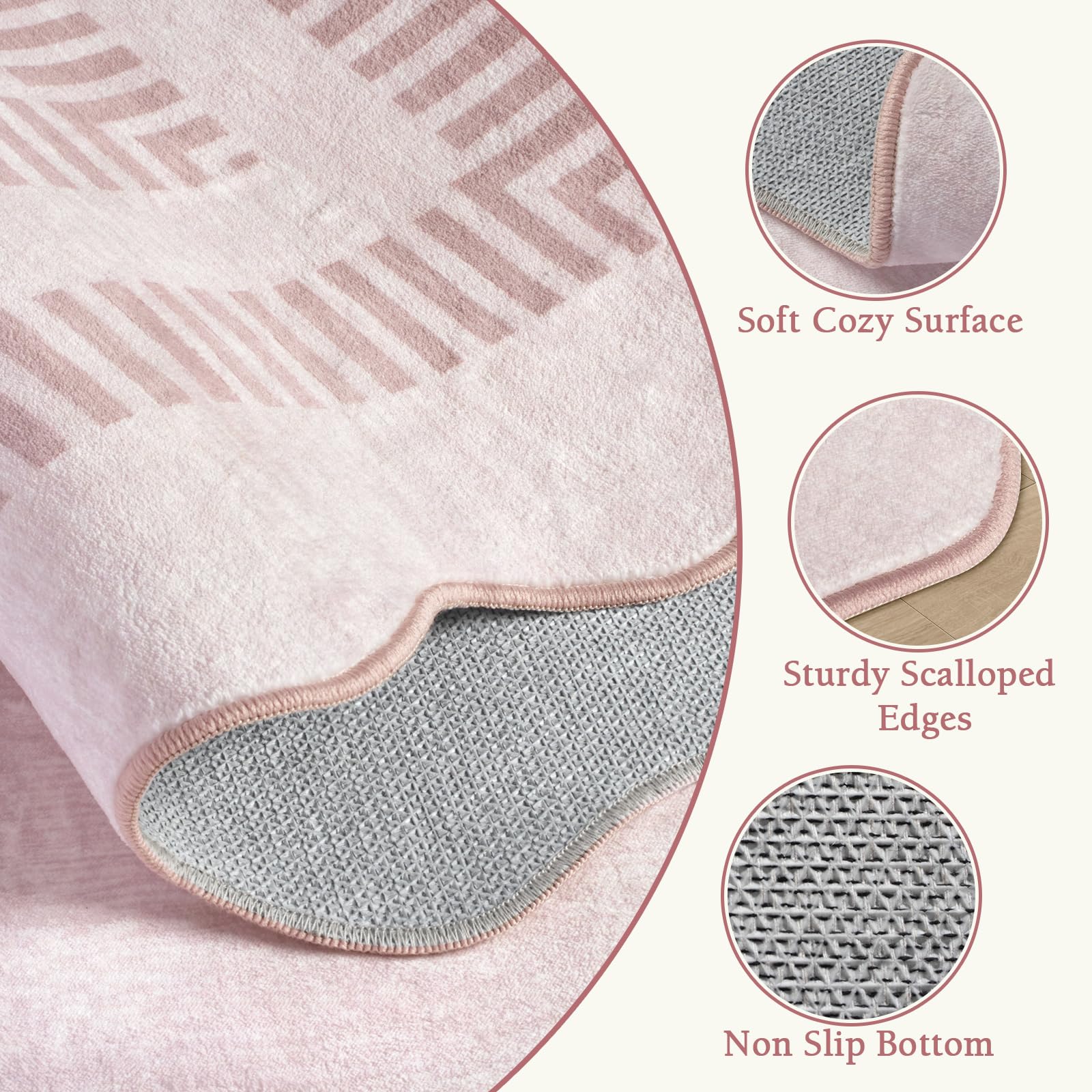 LORWER machine-washable pink rug simplifies cleaning for busy homes