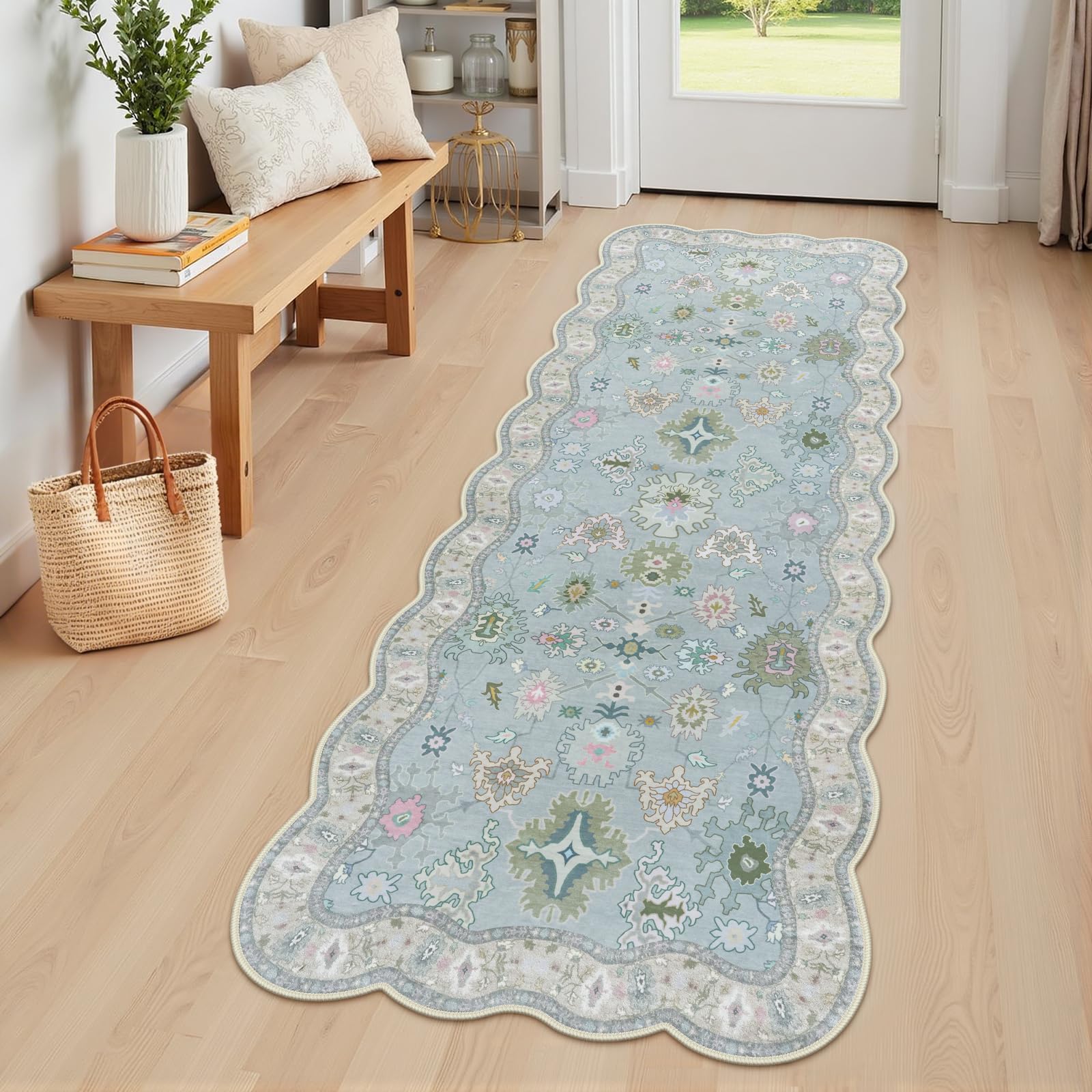 LORWER Modern 2x6 runner rug soft texture close-up for cozy underfoot comfort.