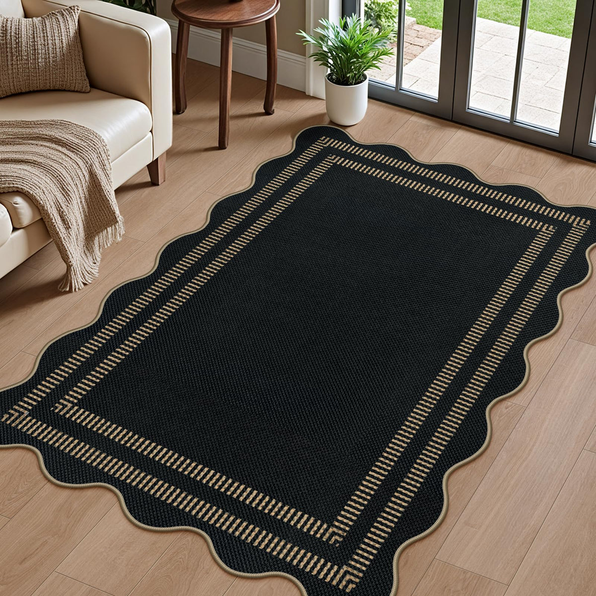 LORWER Modern Easy Jute 3x5 rug overview for versatile indoor-outdoor use.