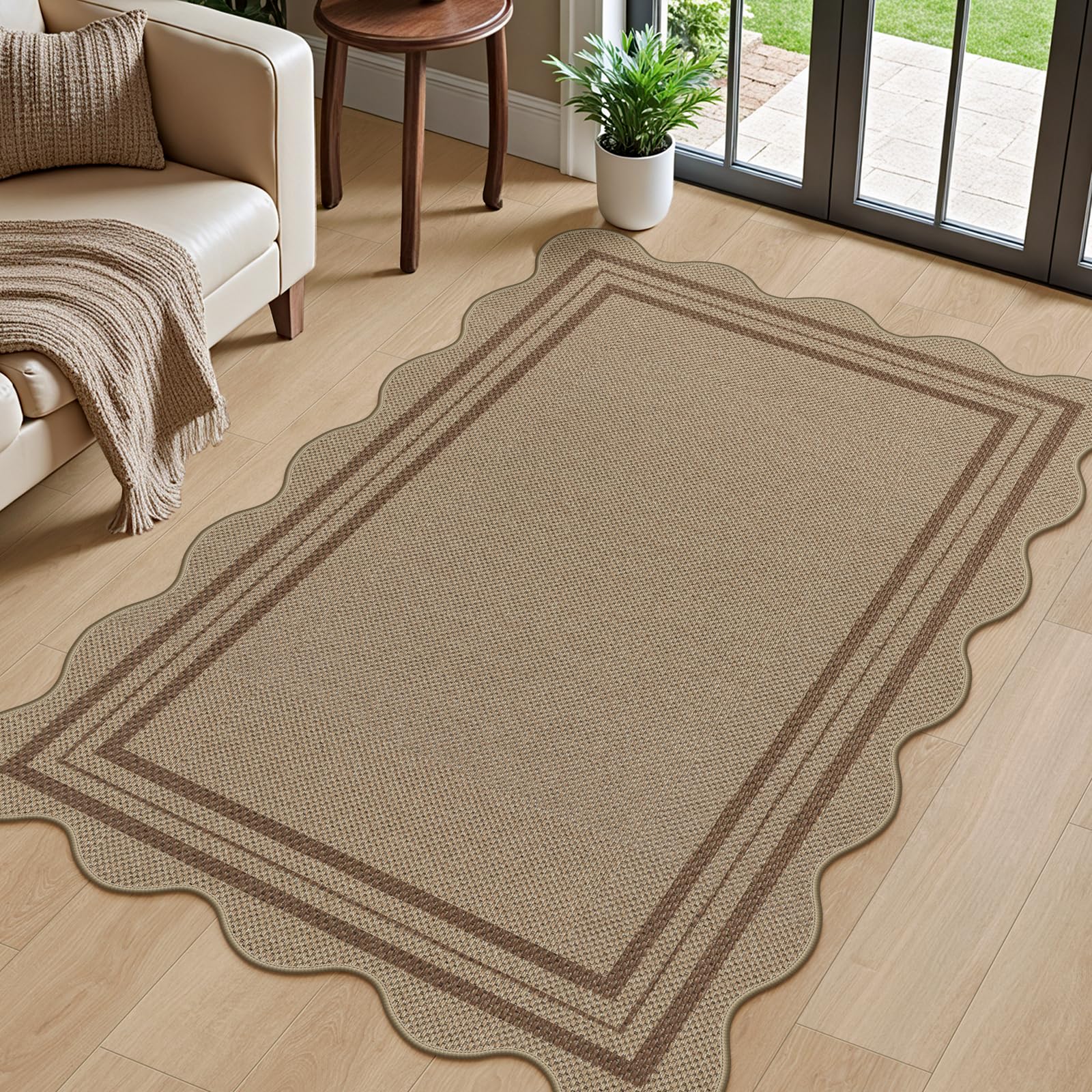 LORWER Modern Easy Jute rug on front door with non-slip backing
