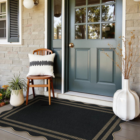 LORWER rug with non-slip TPE backing for safer placement indoors and outdoors.