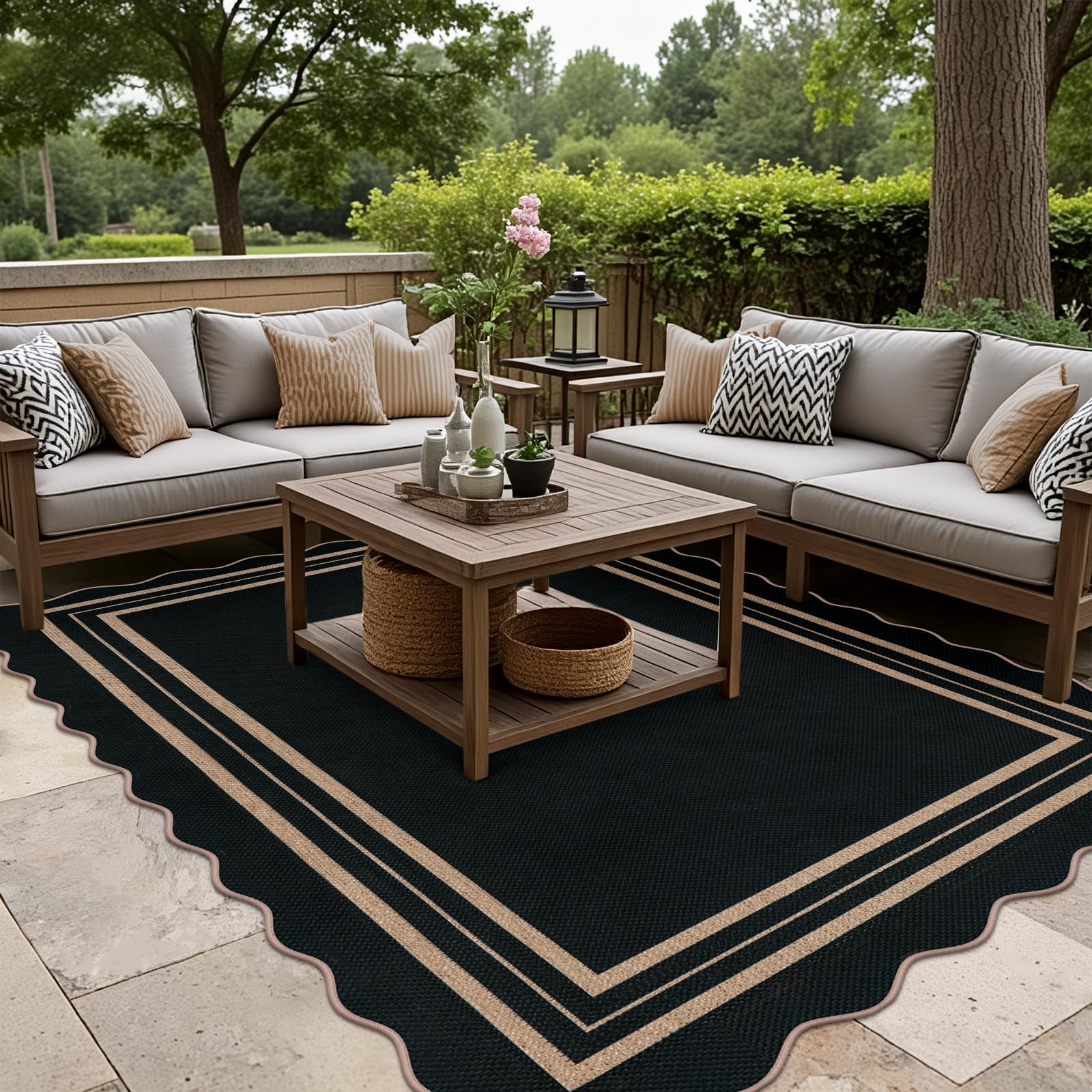 LORWER outdoor patio rug ideal for balconies, decks, and yards.