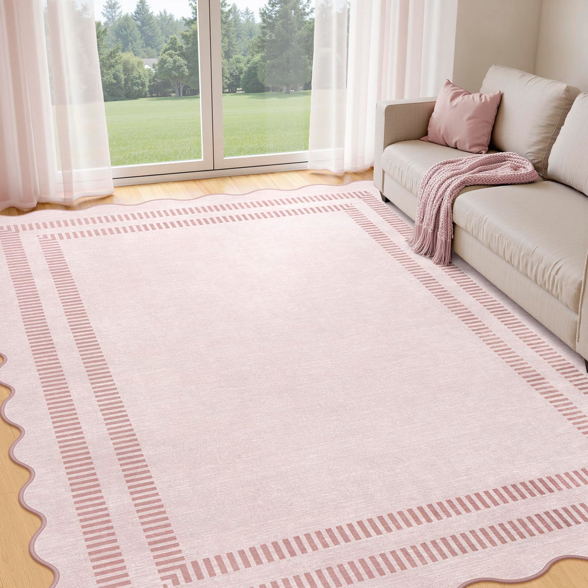 LORWER pink rug for living room 8x10 offers soft comfort and a focal style