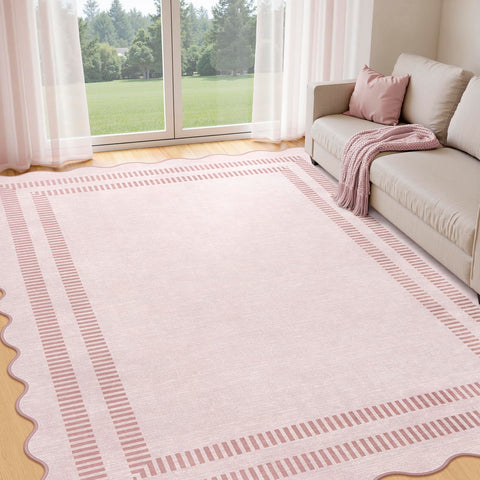 LORWER pink rug for living room 8x10 offers soft comfort and a focal style
