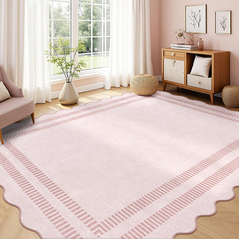 LORWER pink rug soft low-pile surface feels plush yet slim underfoot