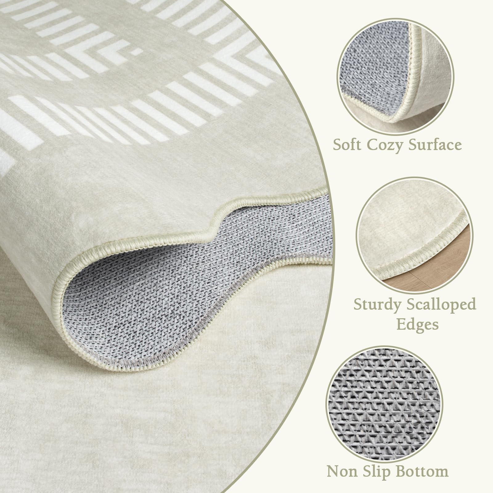 LORWER scalloped-edge rug enhances decor while staying comfortable underfoot.