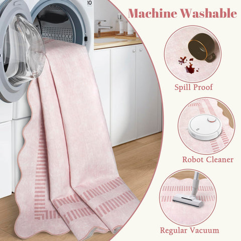 LORWER machine washable rug for quick cleanup after spills and daily use.