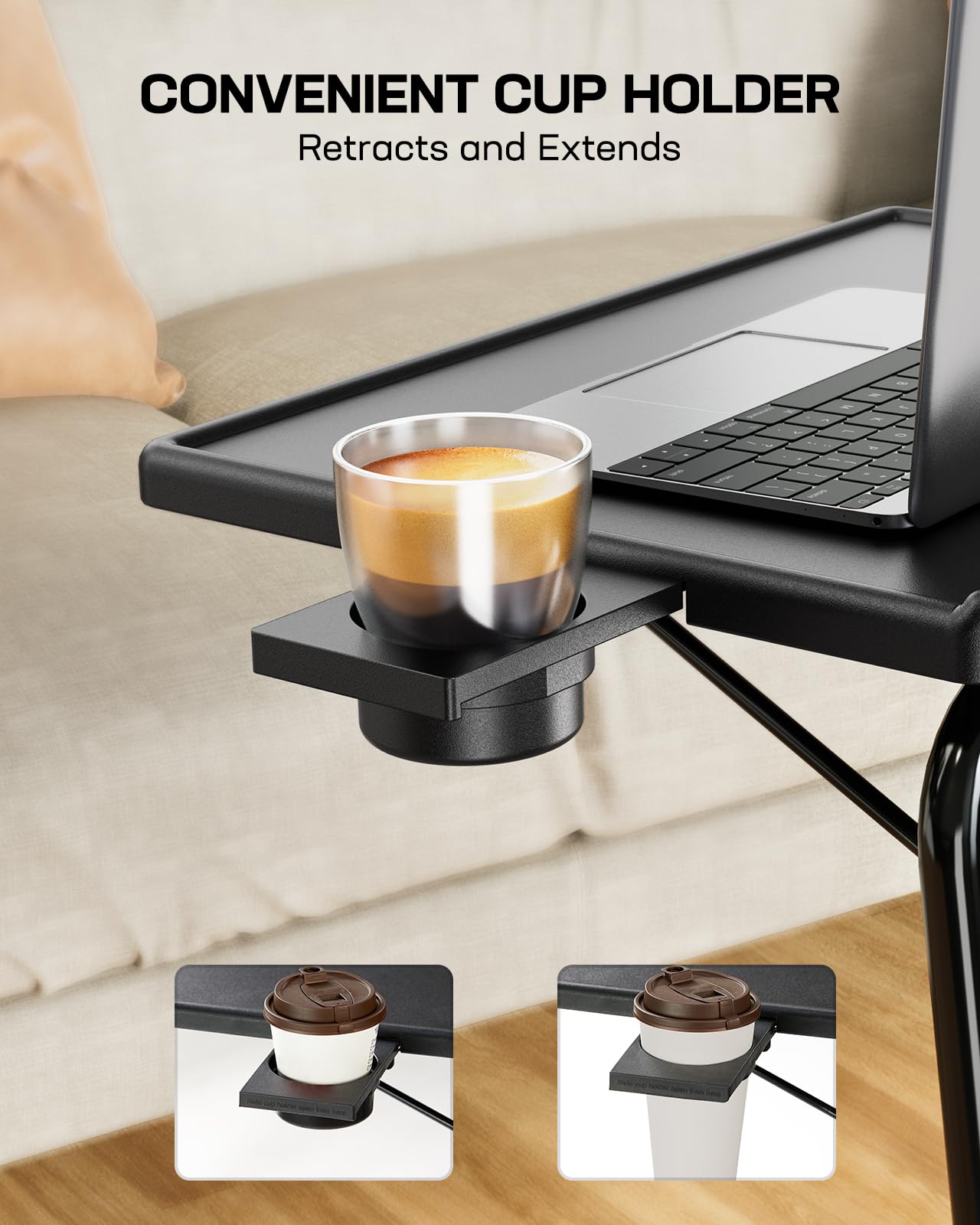 LORYERGO TV Tray folded flat for under-sofa storage