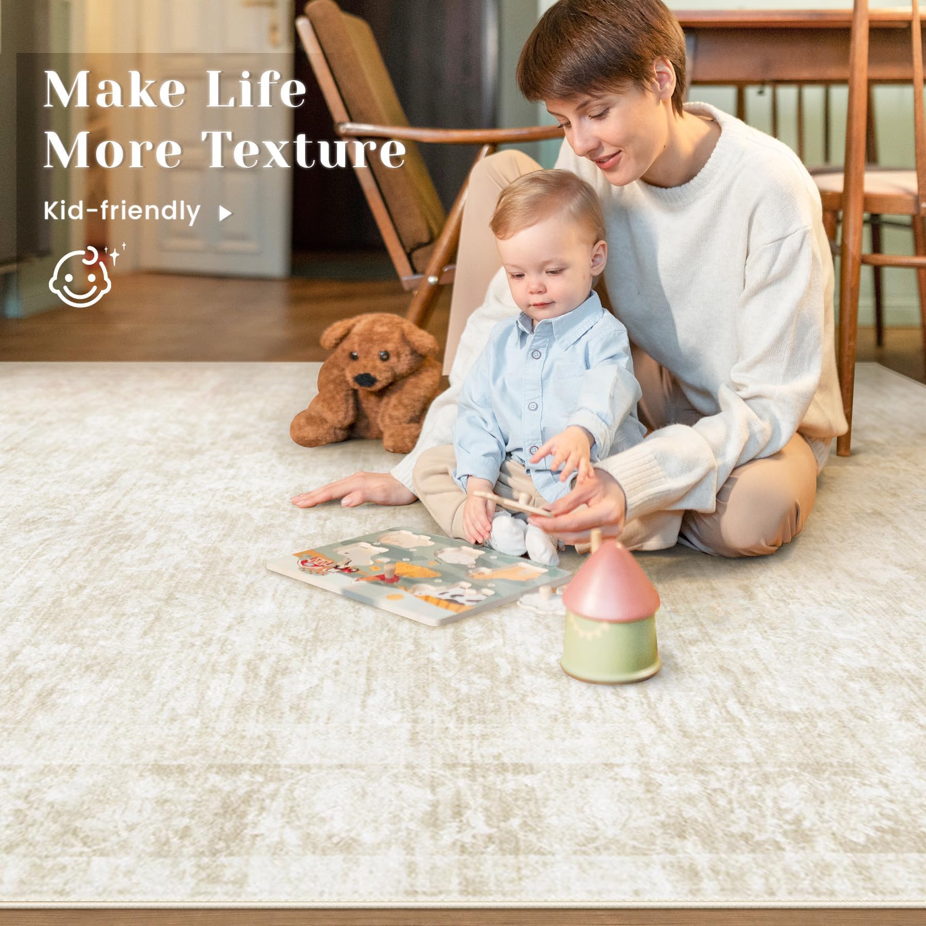 Losbulake anti-slip backing rug stays secure on smooth floors