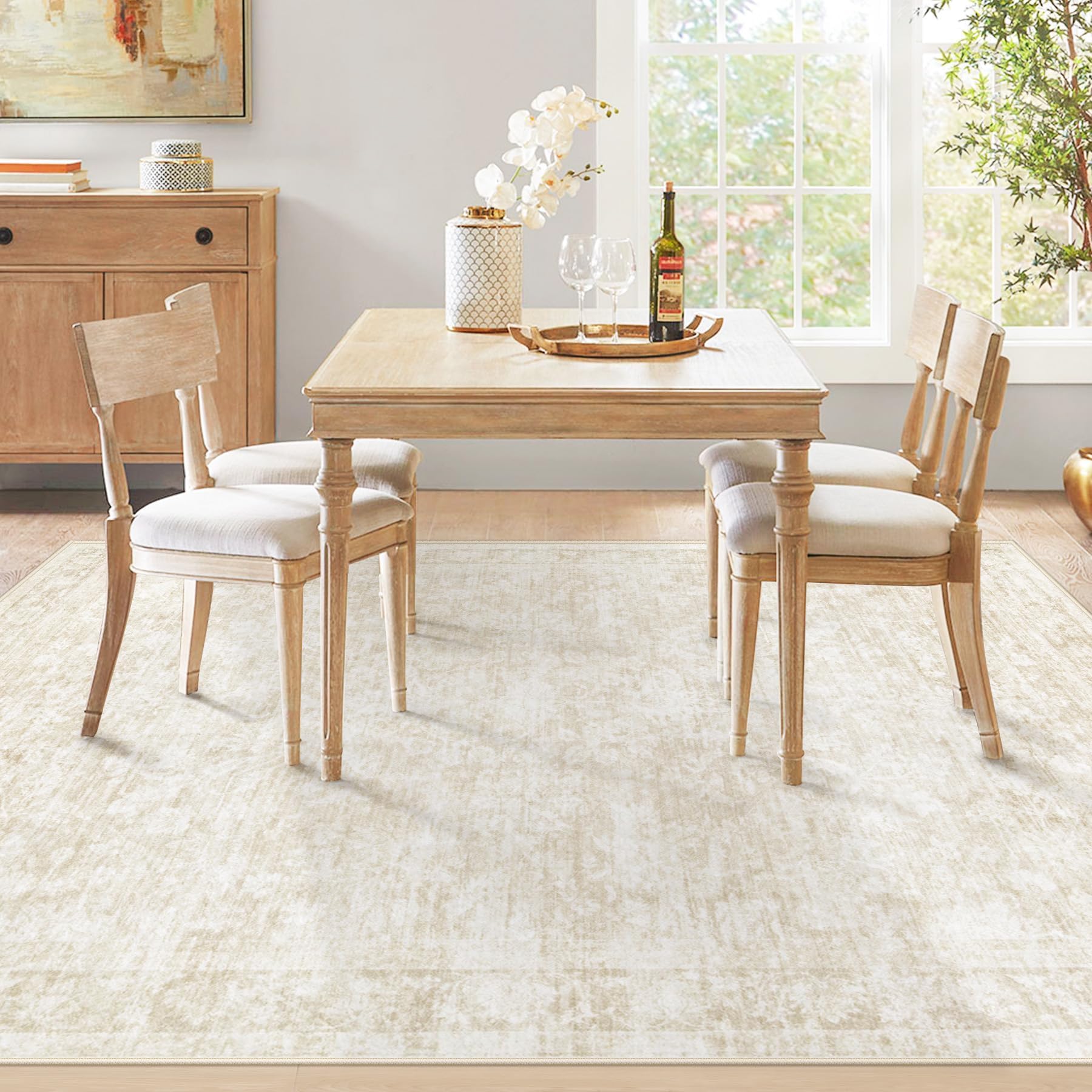 Losbulake beige rug suits bedrooms and nurseries with neutral, calming tone.