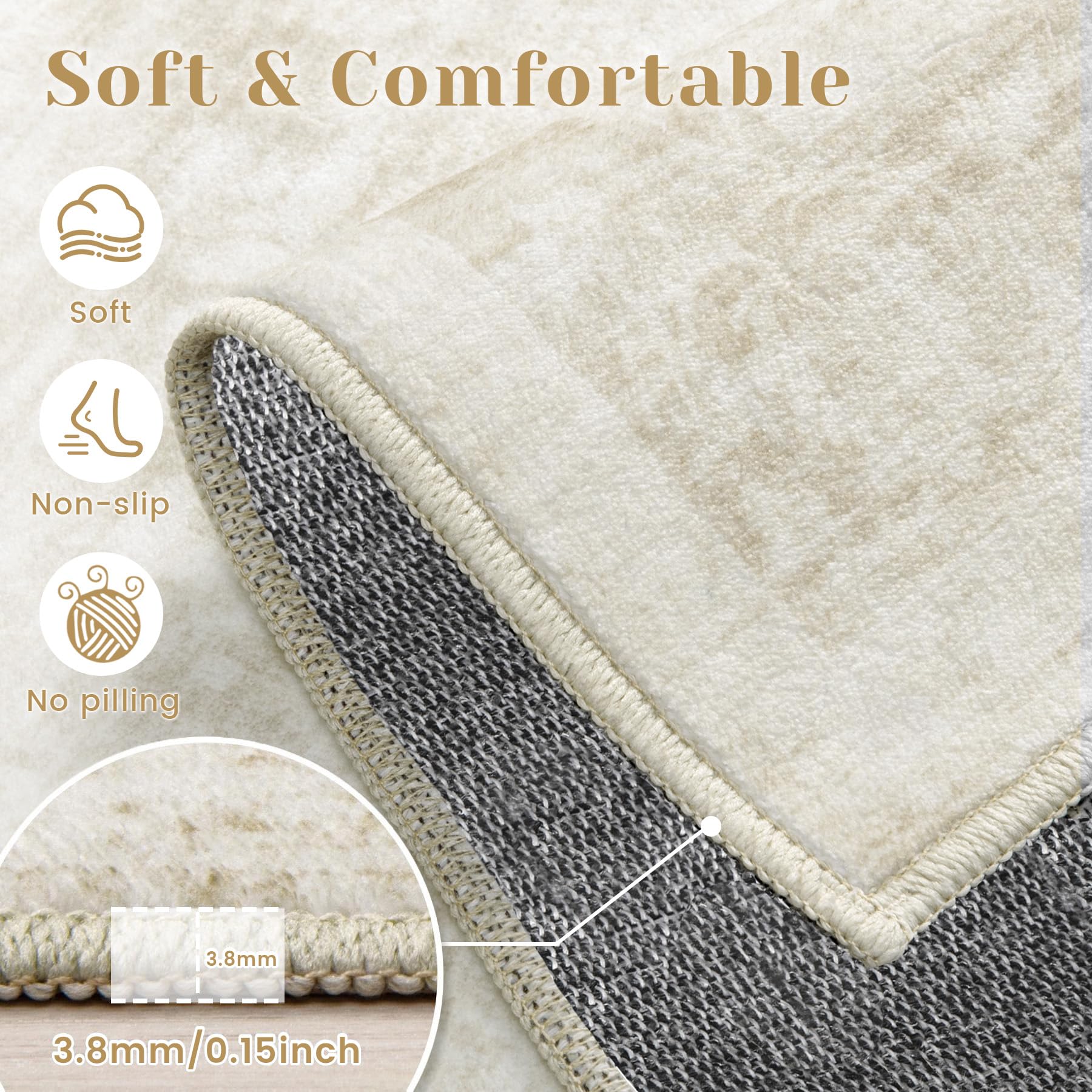 Losbulake soft low-pile cashmere-like rug feels plush