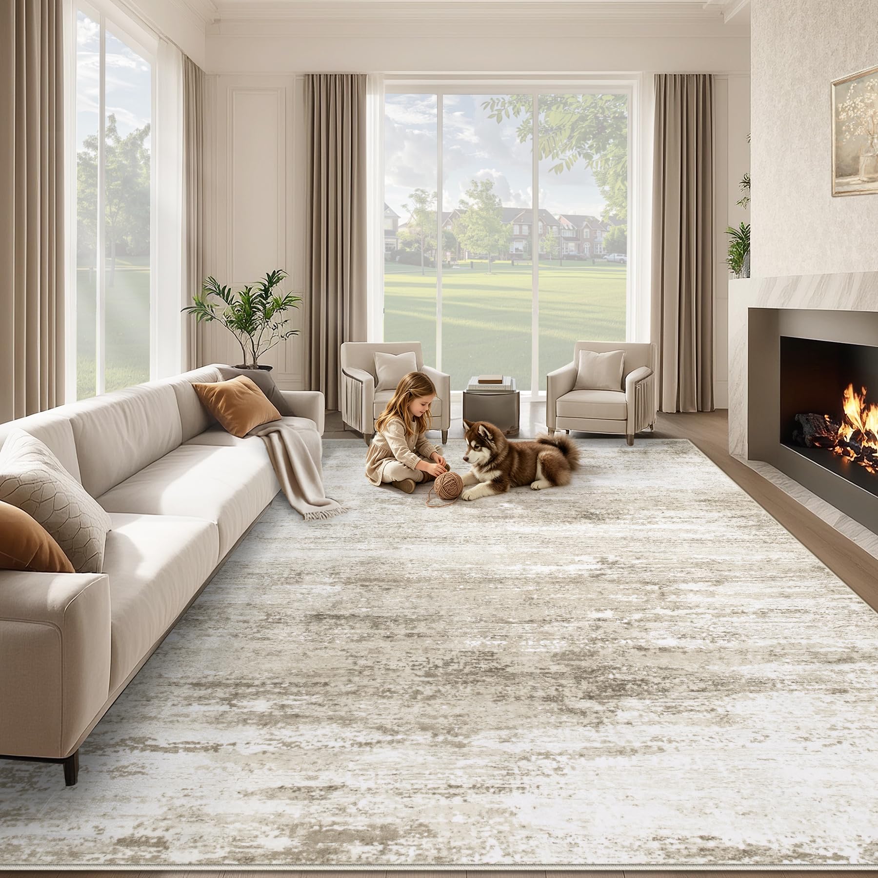 Losbulake 8x10 washable rug showing soft texture for cozy living spaces.