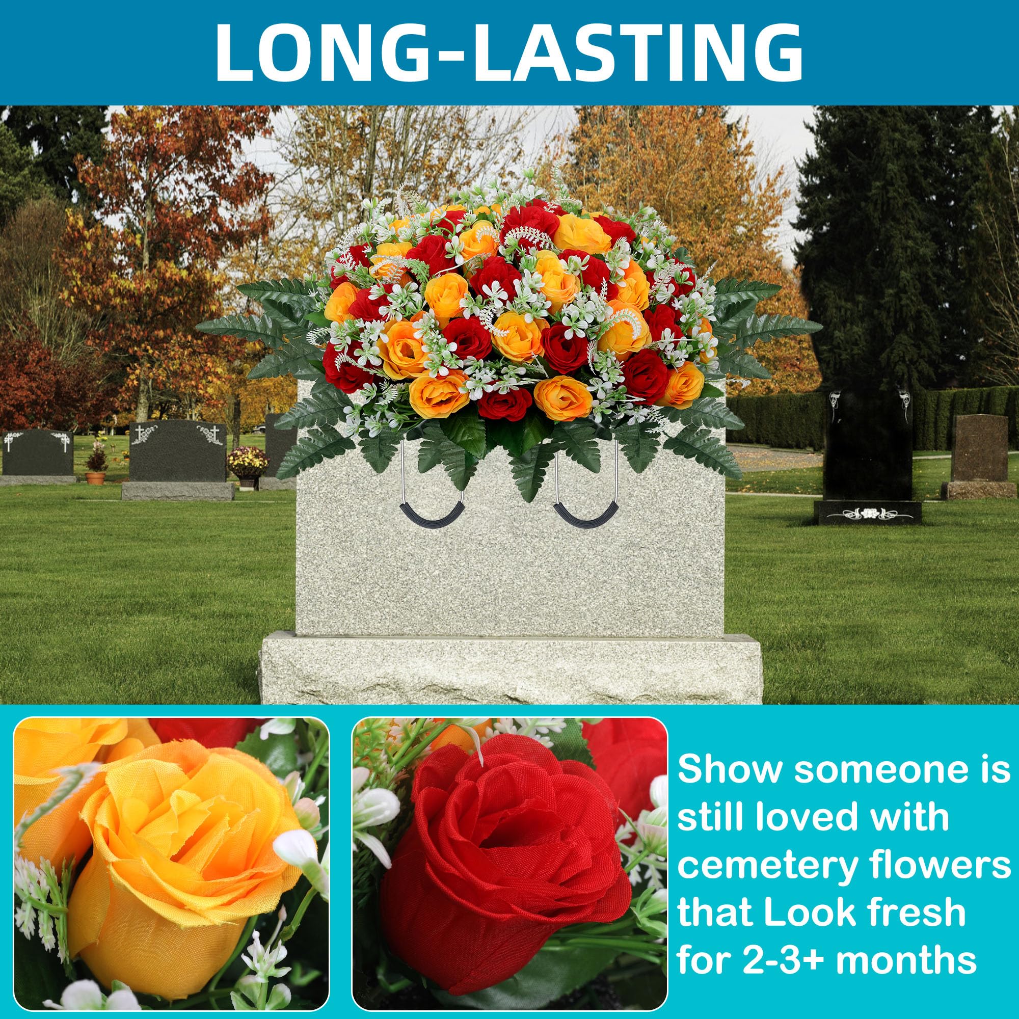 LOSFOTBO easy installation helps you place flowers quickly on a headstone.