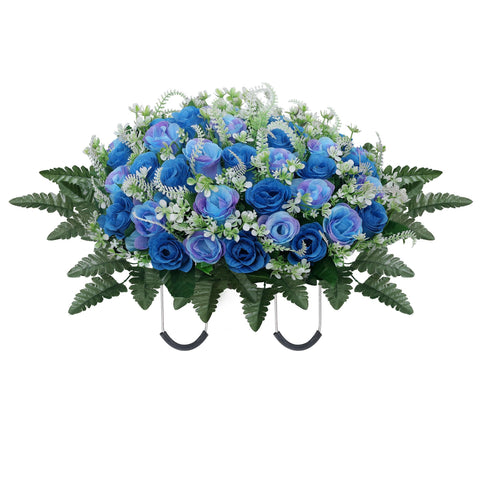 LOSFOTBO headstone flower saddle blue adds durable outdoor cemetery decor.