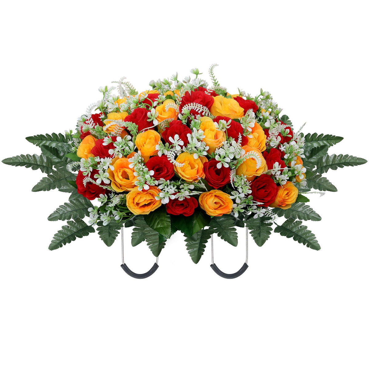 LOSFOTBO headstone saddle in red and yellow adds lasting color to outdoor graves.