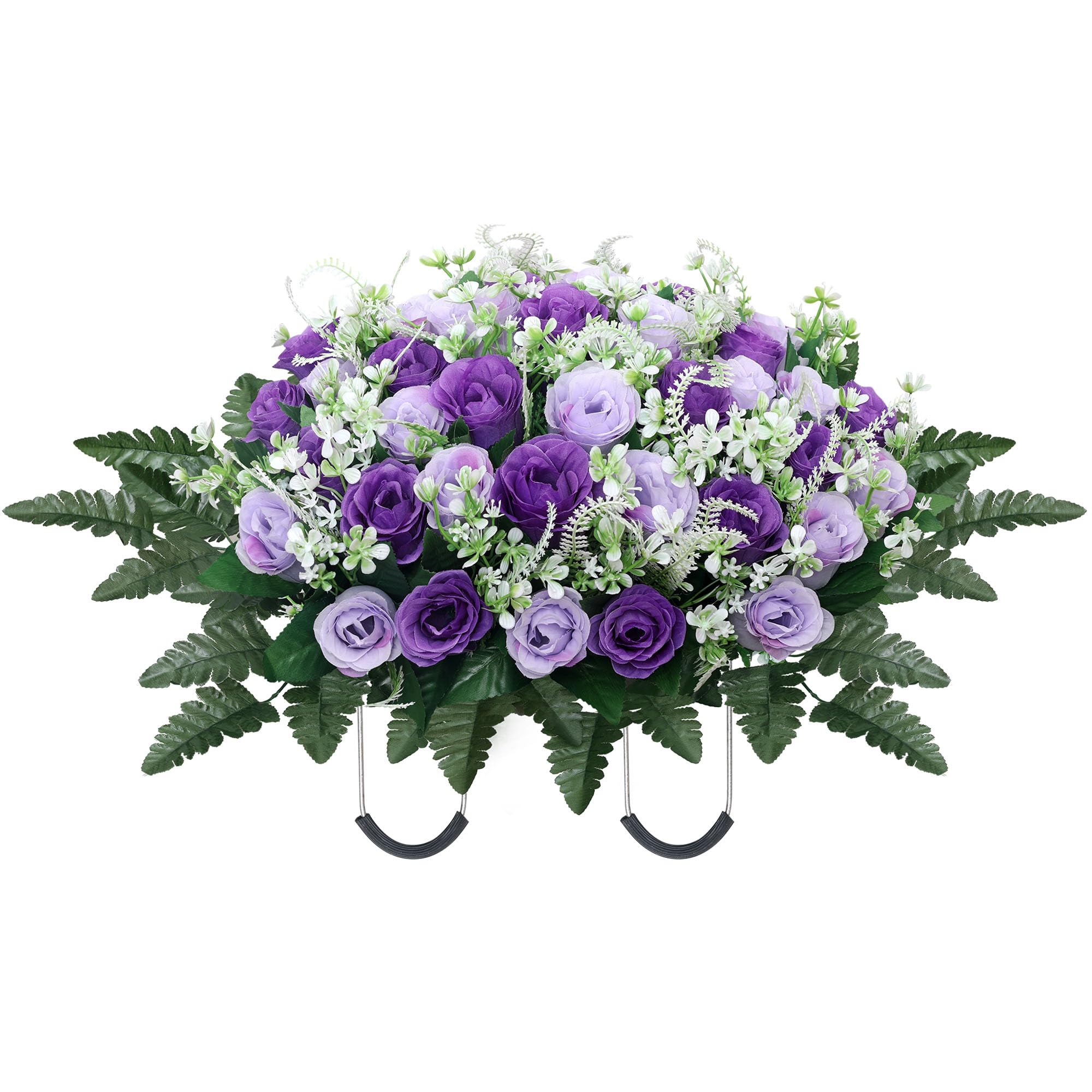 LOSFOTBO headstone saddle with purple roses for lasting grave decor