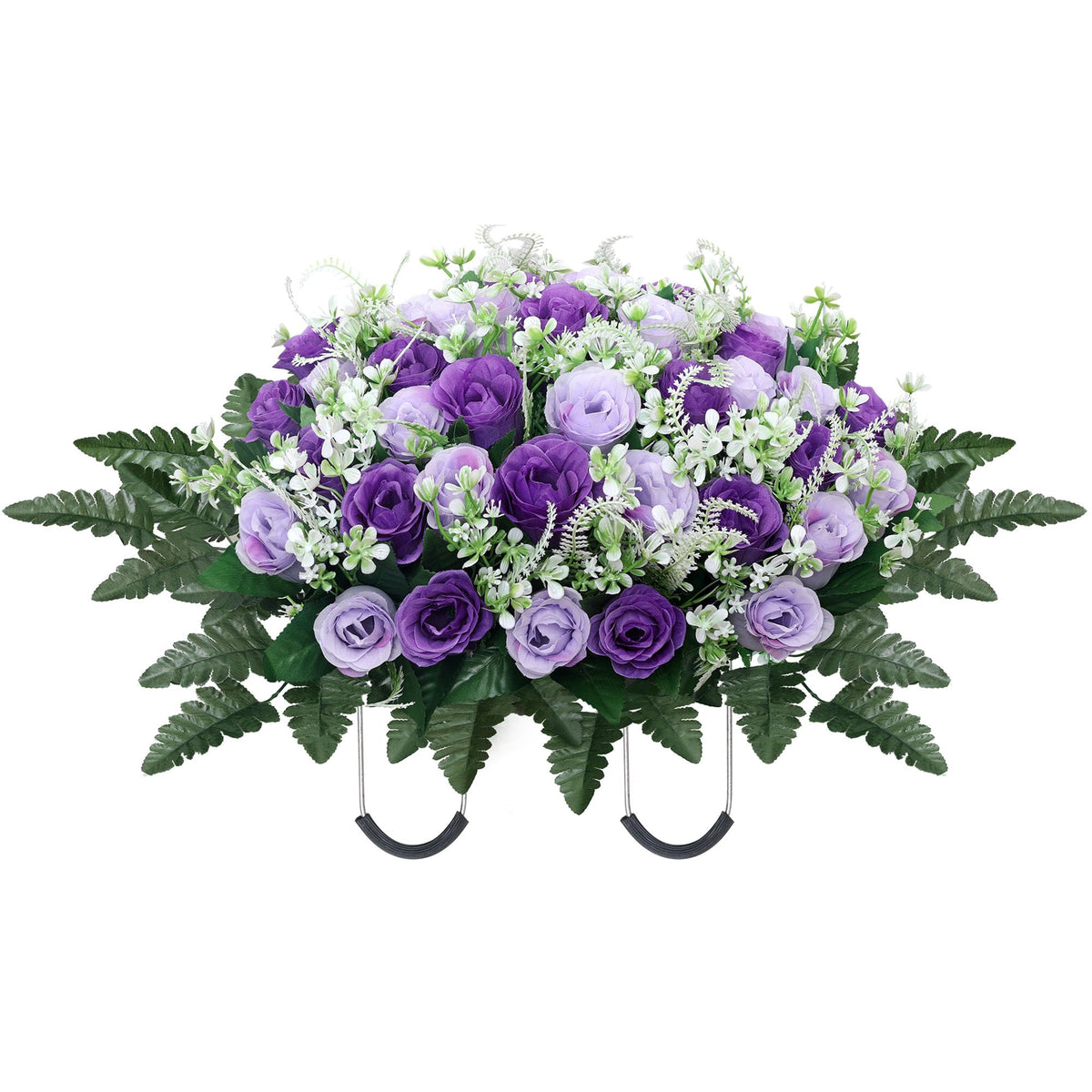 LOSFOTBO headstone saddle with purple roses for lasting grave decor