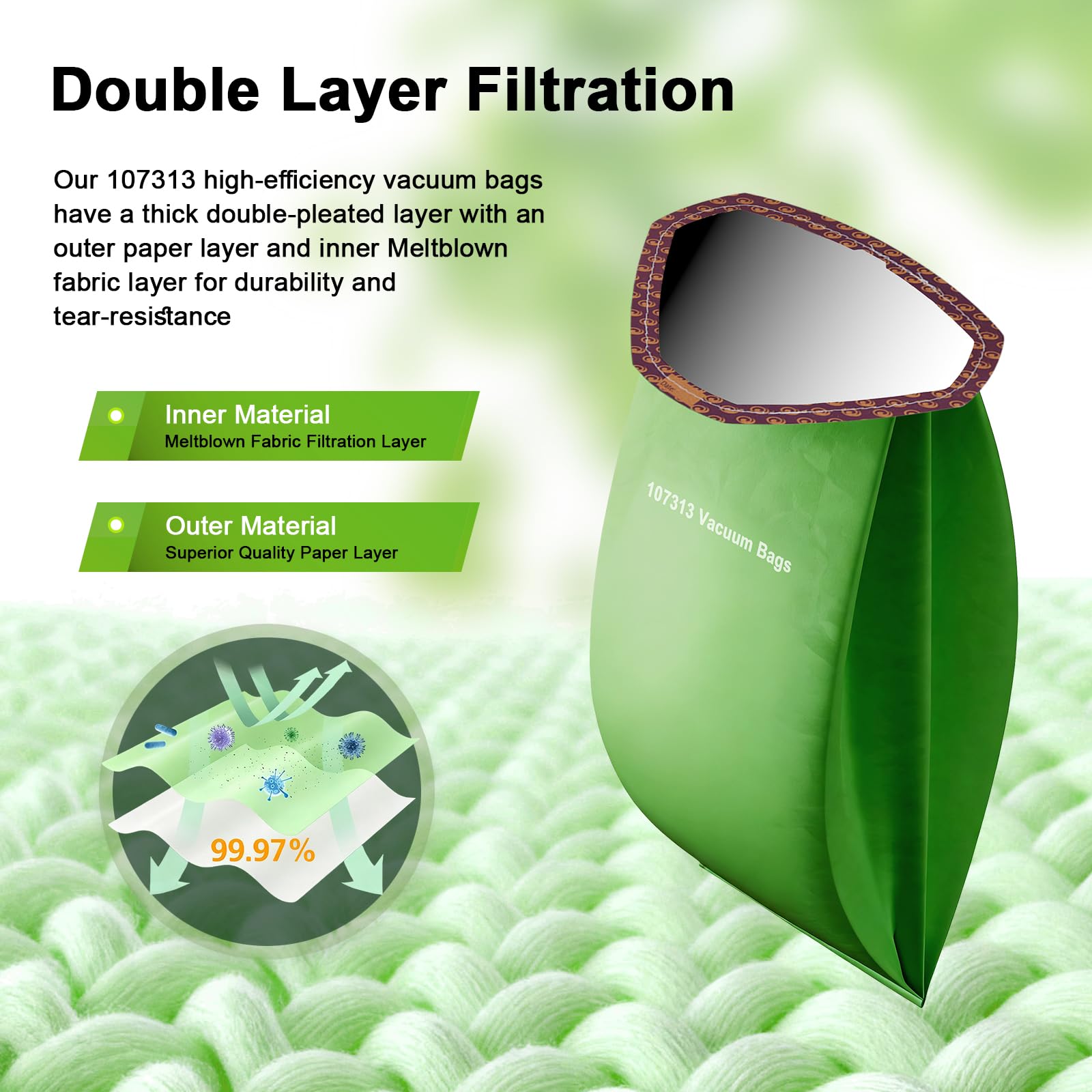 LOSKLENO 107313 anti-leak design helps prevent dust escape during disposal.