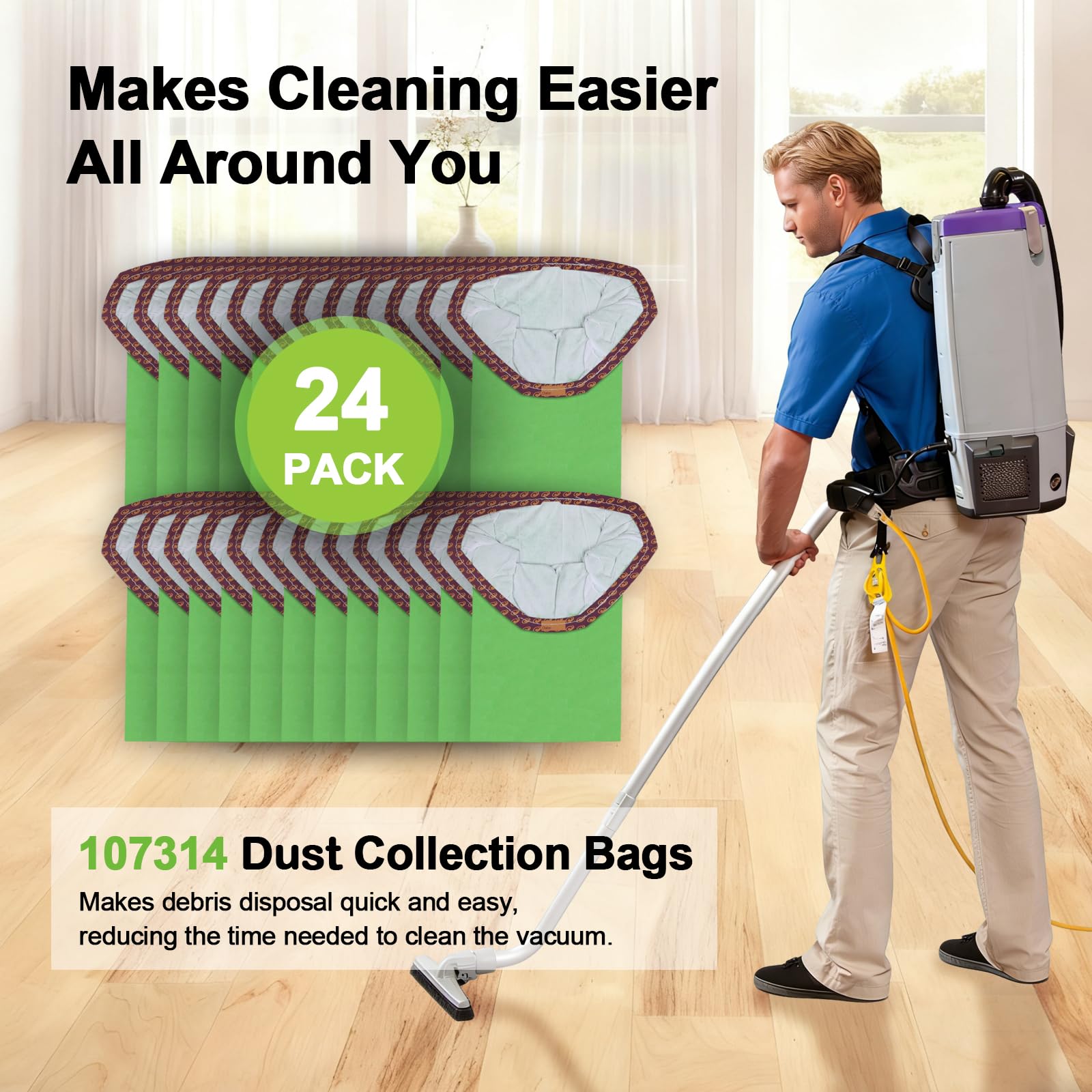 LOSkleno 107314 bags fit ProTeam 6-quart backpack vacuums.