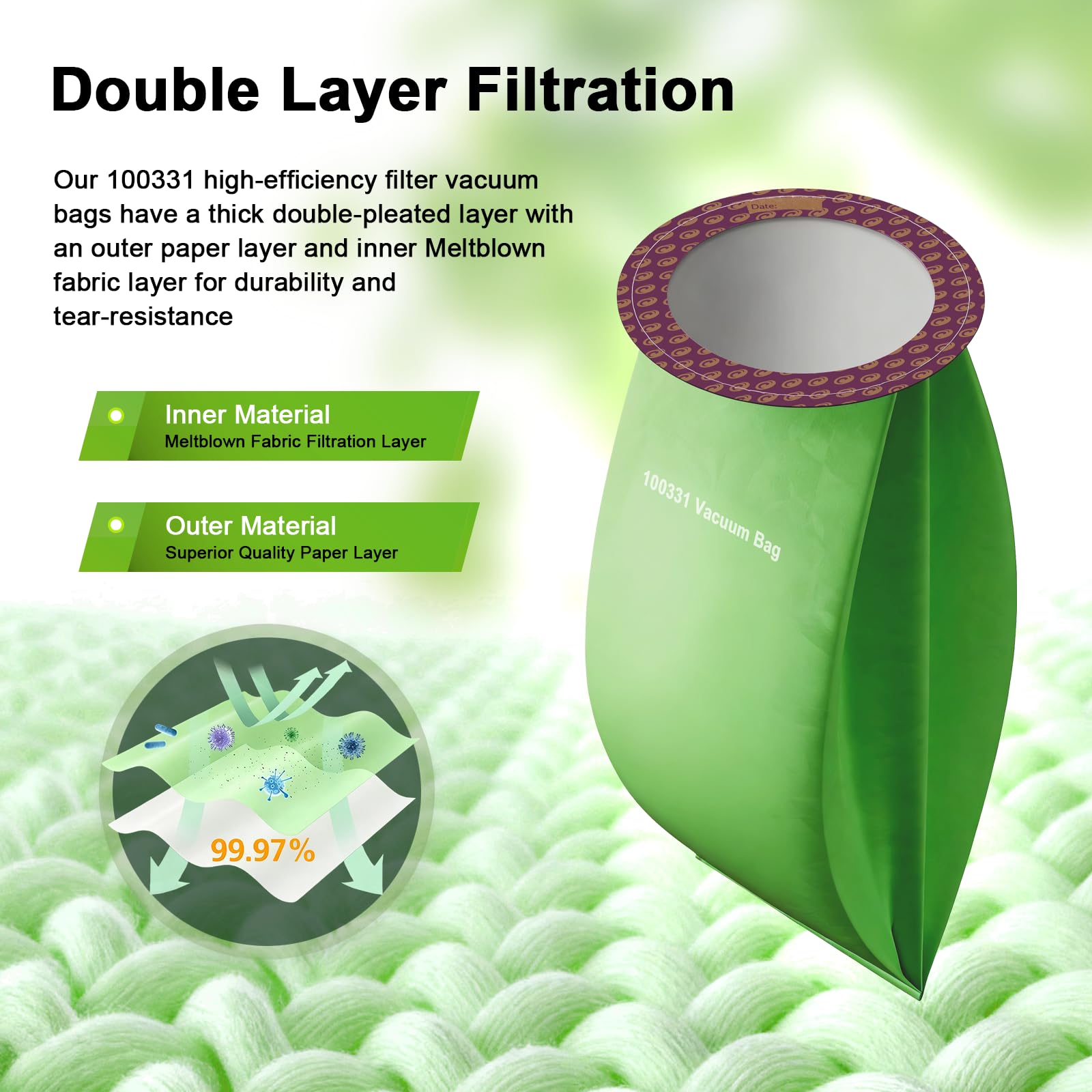 LOSKLENO bags capture pet hair and dust efficiently.