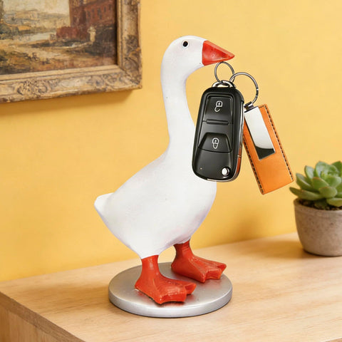 Losneg magnetic desk goose key holder front view shows secure key storage.