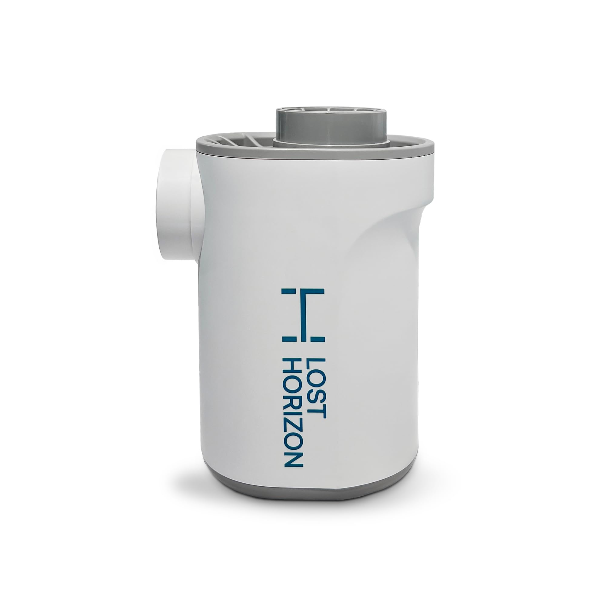 Lost Horizon air pump with customized nozzles for precise mattress valve fit.