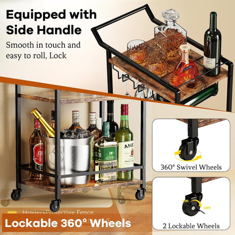 LOTEYIKE bar cart durable metal frame for daily use