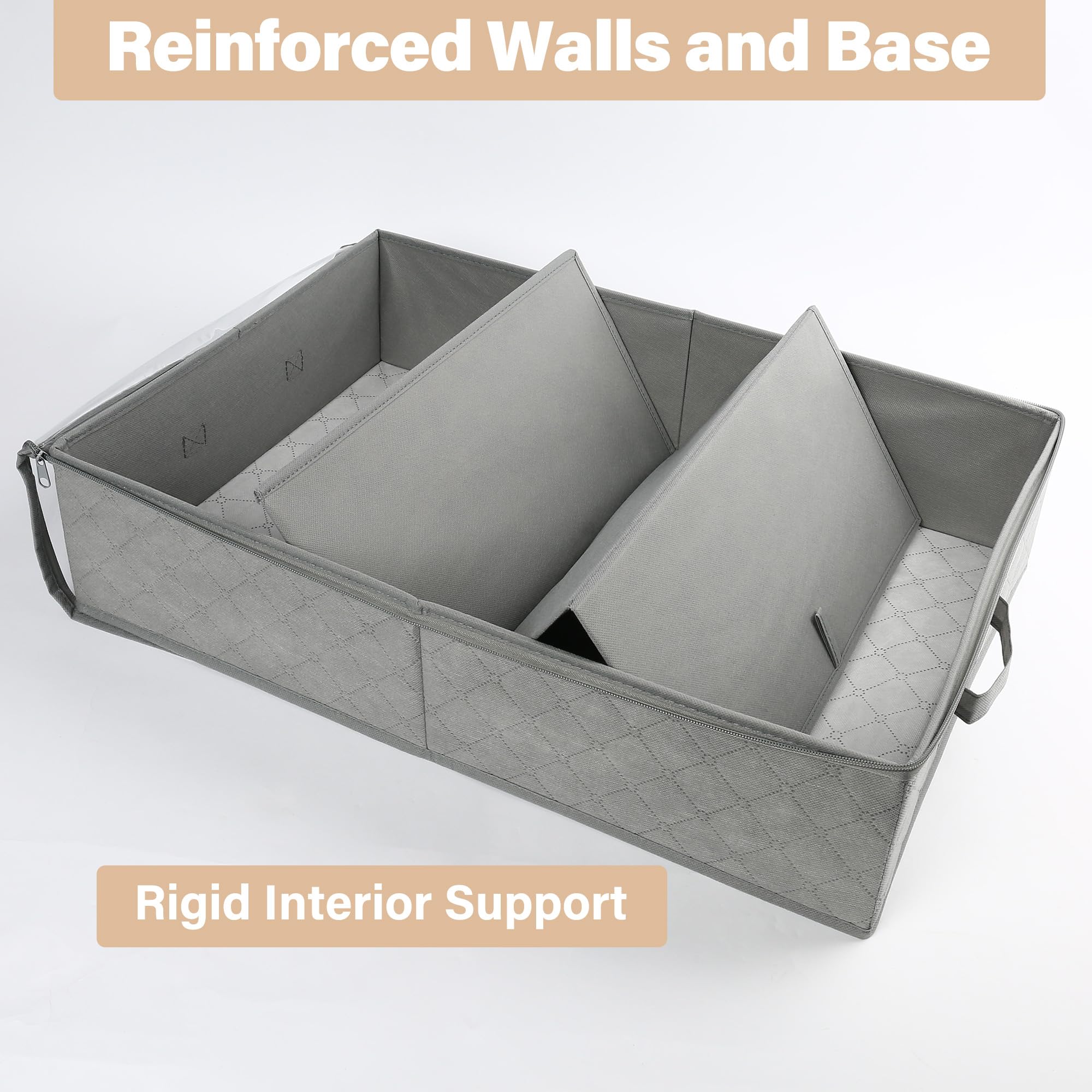 LotFancy reinforced handles enable easy pulling from under beds