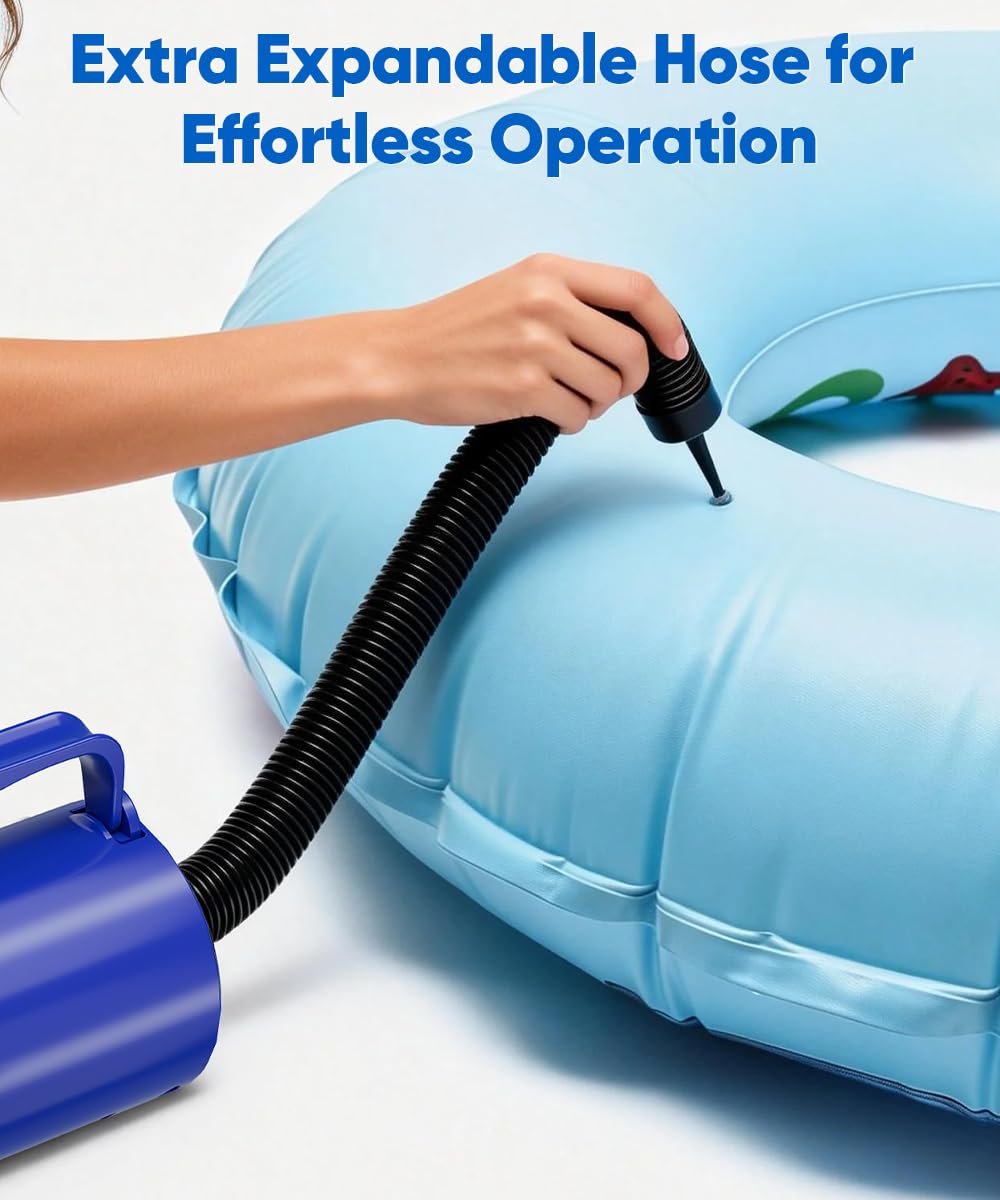 Expandable hose reaching valves while pump stays on the ground.