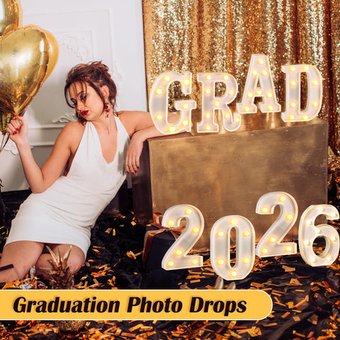 Lotus Hills GRAD 2026 letters wall-mount-ready for easy decor.